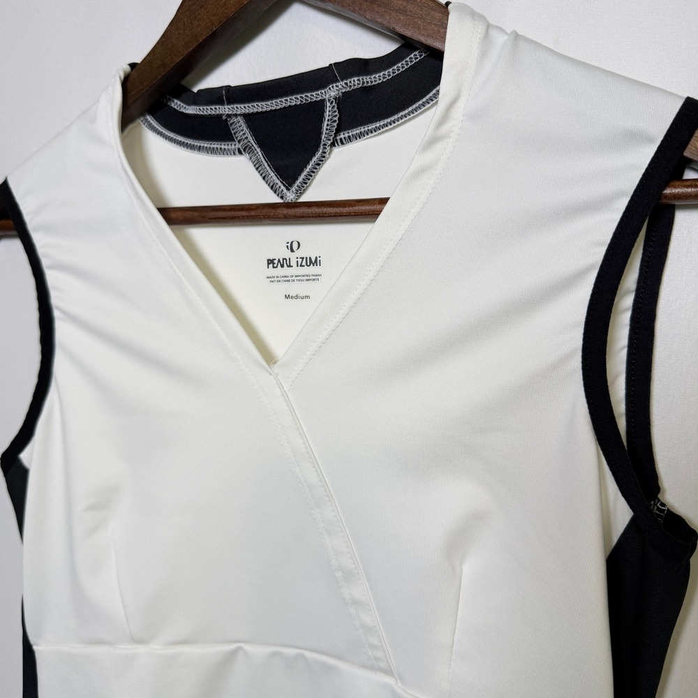 Pearl Izumi Womens Cycling Tank Top White Black V-Neck Jersey Medium 0848